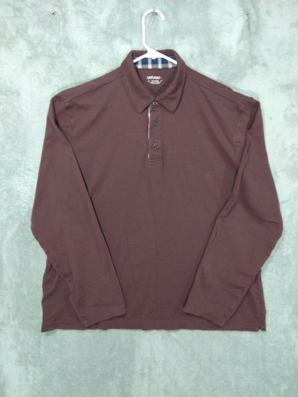 Untuckit Shirt Mens 2XL Brown Polo Long Sleeve Cotton Casual Damaschino